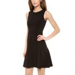 Theory Nikay W Tailor Stretch Wool Sleeveless Fit & Flare Dress in Black - Sz 2